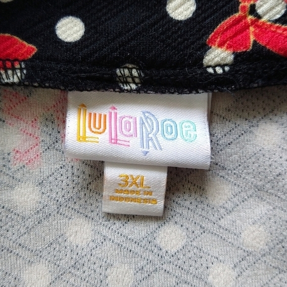 Lularoe Cassie Pencil Skirt Black Polka Dot Bow Knee Length Pull On Whimsical - Picture 8 of 9